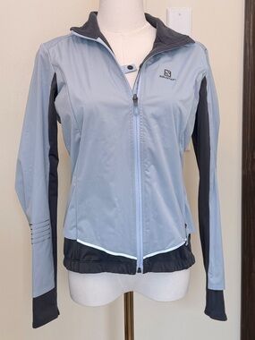Salomon Light Blue and Charcoal Performance Jacket